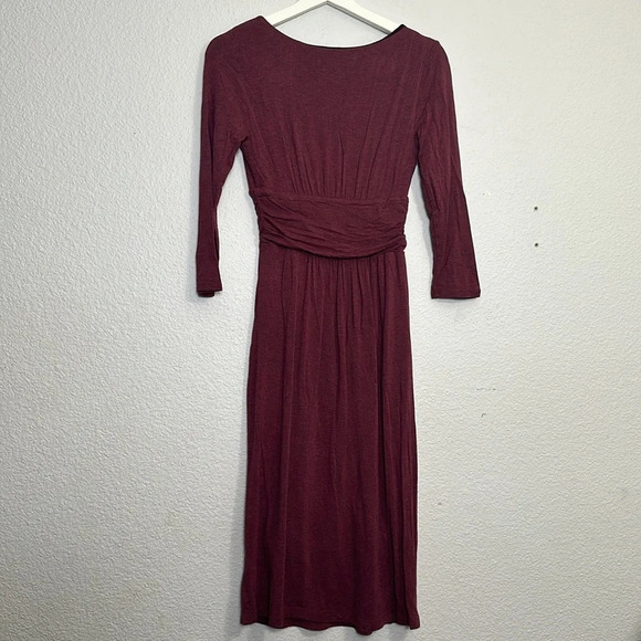Maeve Anthropologie Galena Burgundy Jersey Knit Midi Dress Womens Size XSmall - Picture 4 of 13